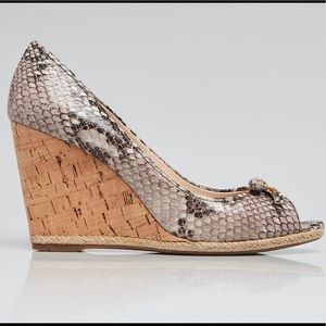PRADA
Grey Python Peep-Toe Cork Wedges